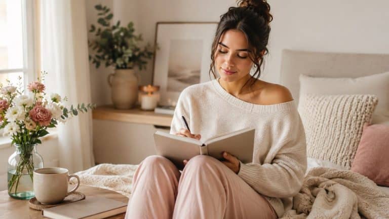 How To Get Over A Breakup shown through a calm healing scene with a journal tea flowers soft light and neutral styling