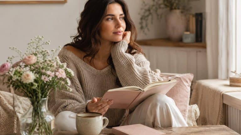 How to Tell If He Is the One shown through a calm relationship reflection scene with a journal flowers tea soft light and neutral styling
