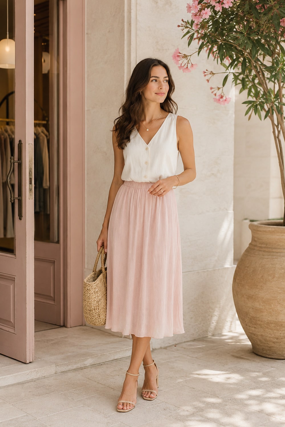 Blush Pink Style 7 Elegant Ways to Wear Summer’s Softest Color Blush Pink Style summer outfit with soft color and elegant everyday accessories
