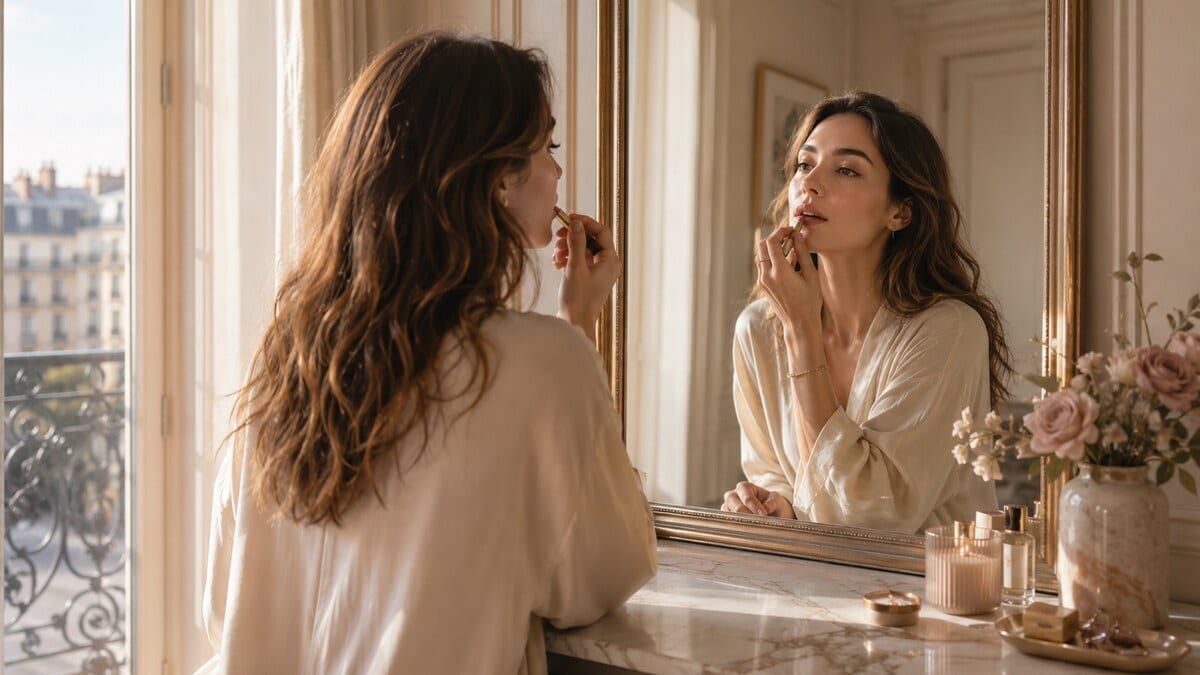 French girl beauty vanity routine for polished confidence
