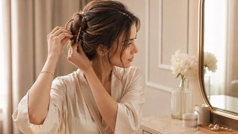 French Pin Hairstyles with a soft elegant updo and effortless hair styling