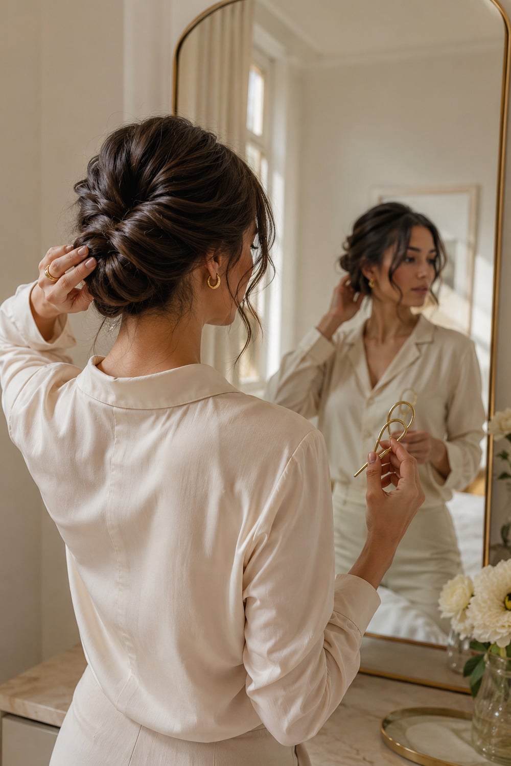 French Pin Hairstyles with an elegant soft twist and effortless hair styling