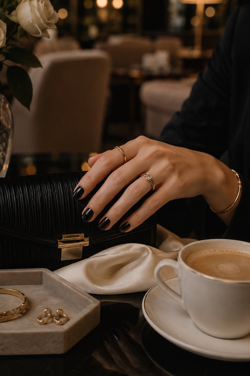 Jet Black Nails: 7 Chic Manicure Ideas with Quiet Drama jet black nails with a chic glossy manicure and quiet dramatic styling