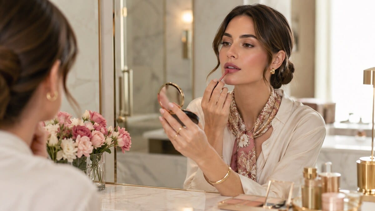 Velvet matte lips makeup ideas for modern women with soft elegant lip color