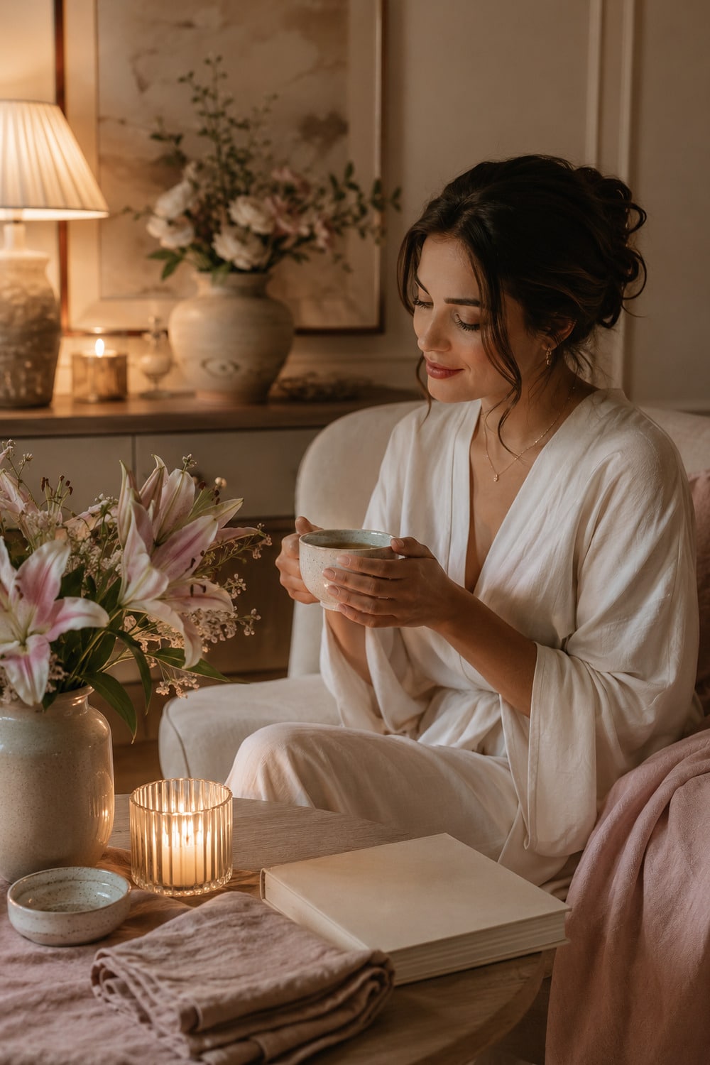 Anti-Productivity Wellness for Women: 7 Gentle Ways to Stop Measuring Your Life Anti-productivity wellness for women shown through a calm evening rest ritual
