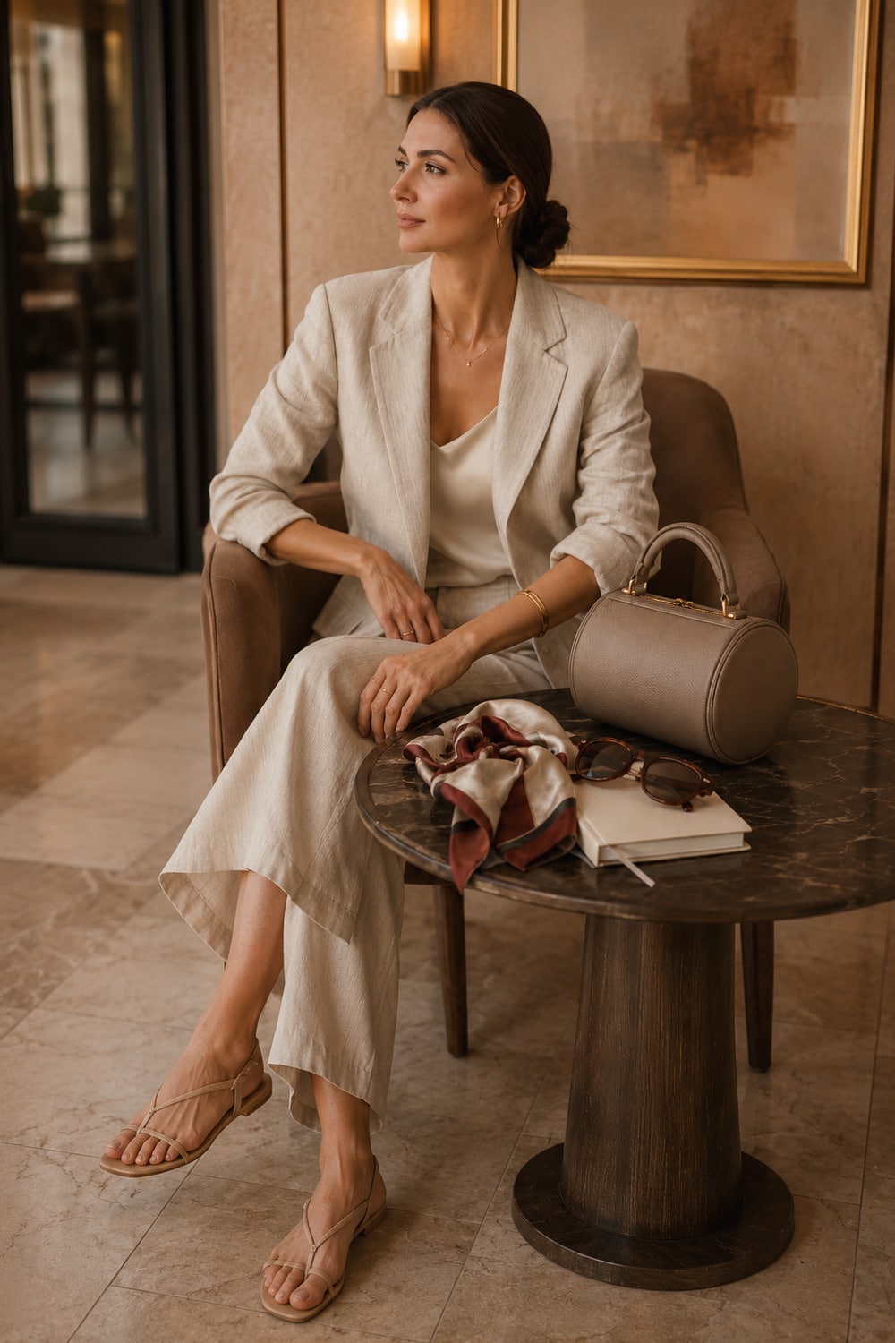 barrel bag style with a polished 2026 outfit and elegant warm-weather accessories