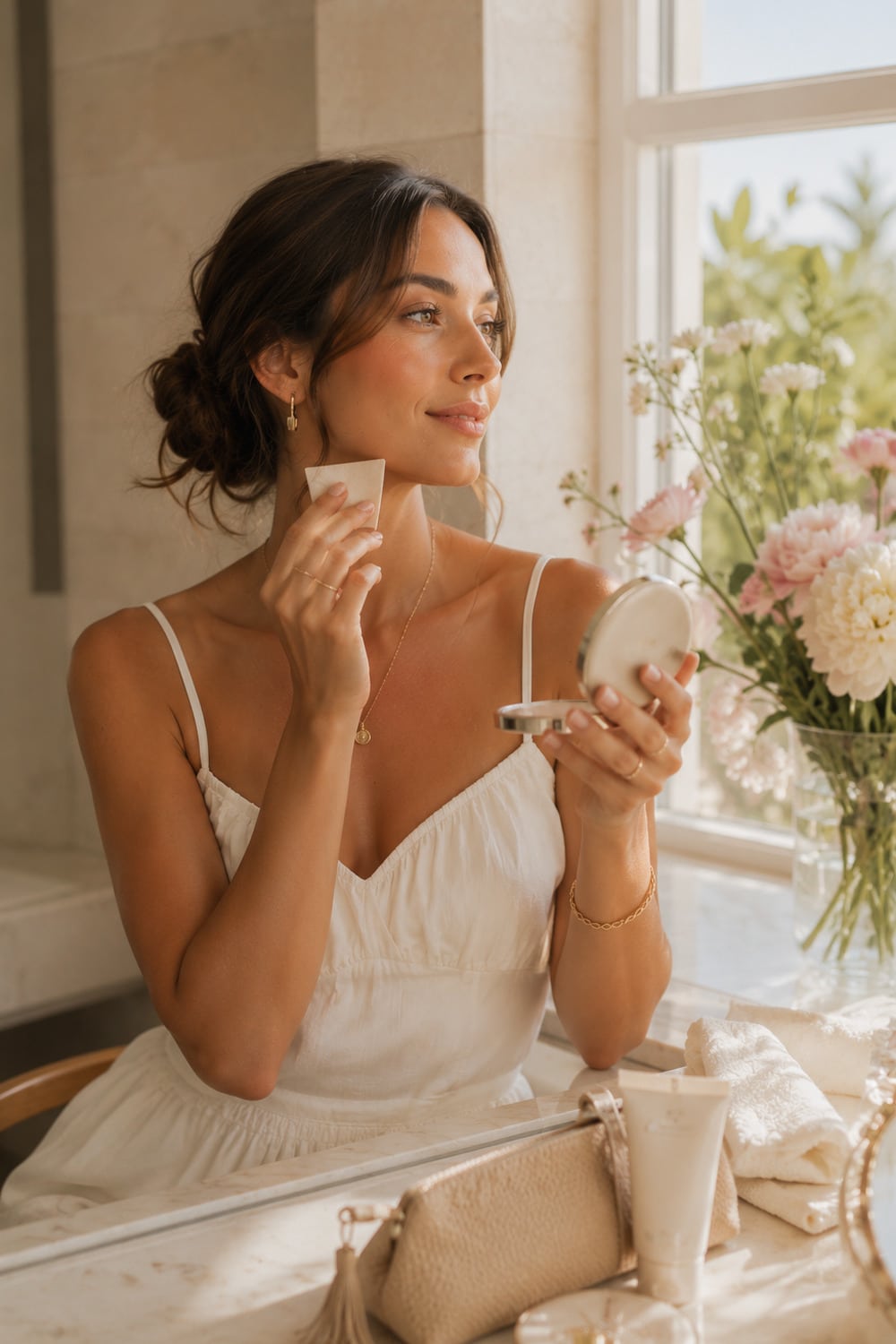 heatwave beauty routine with lightweight summer makeup and soft polished color