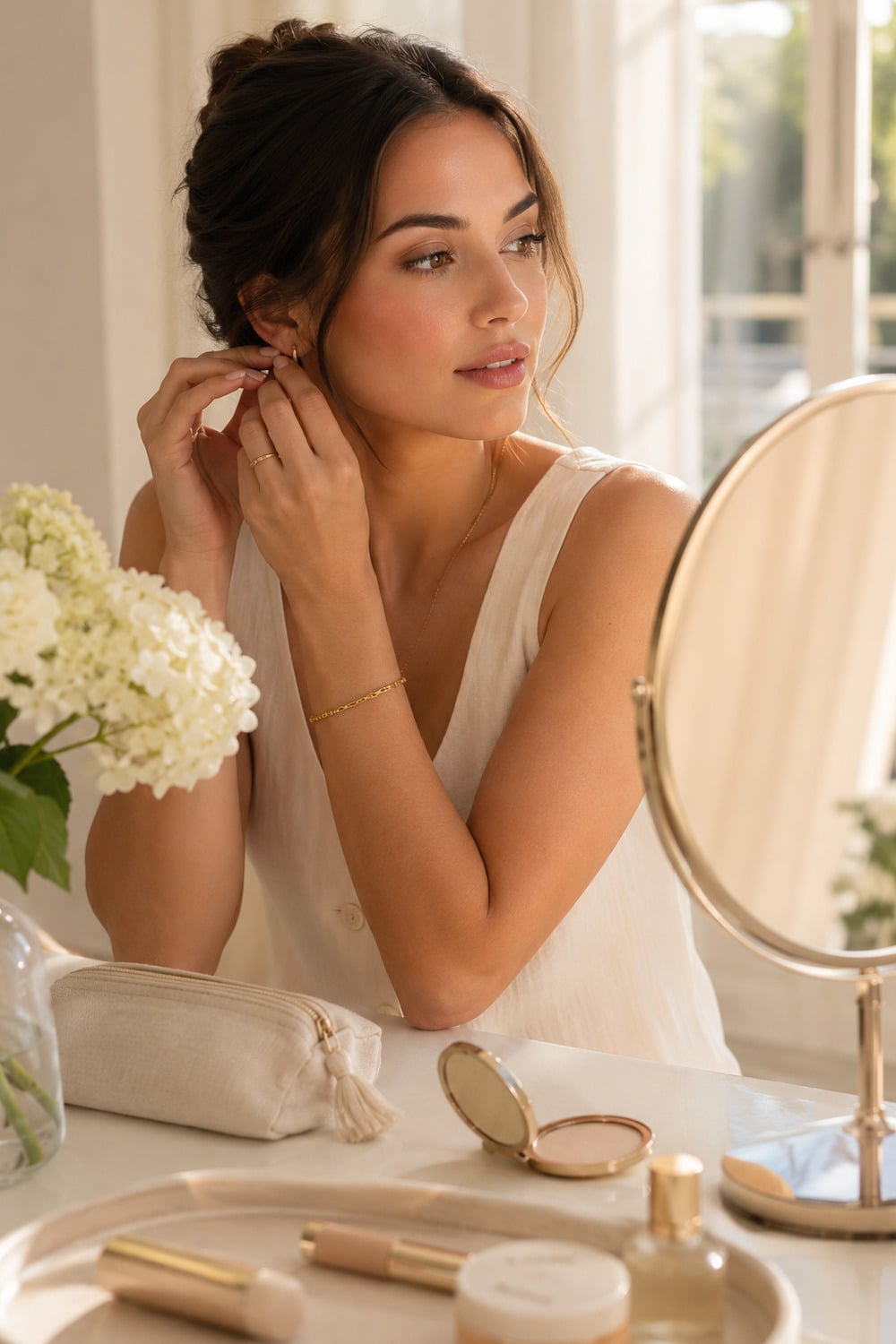 Minimalist Summer Makeup That Still Looks Polished minimalist summer makeup with fresh skin, soft blush and light polished beauty