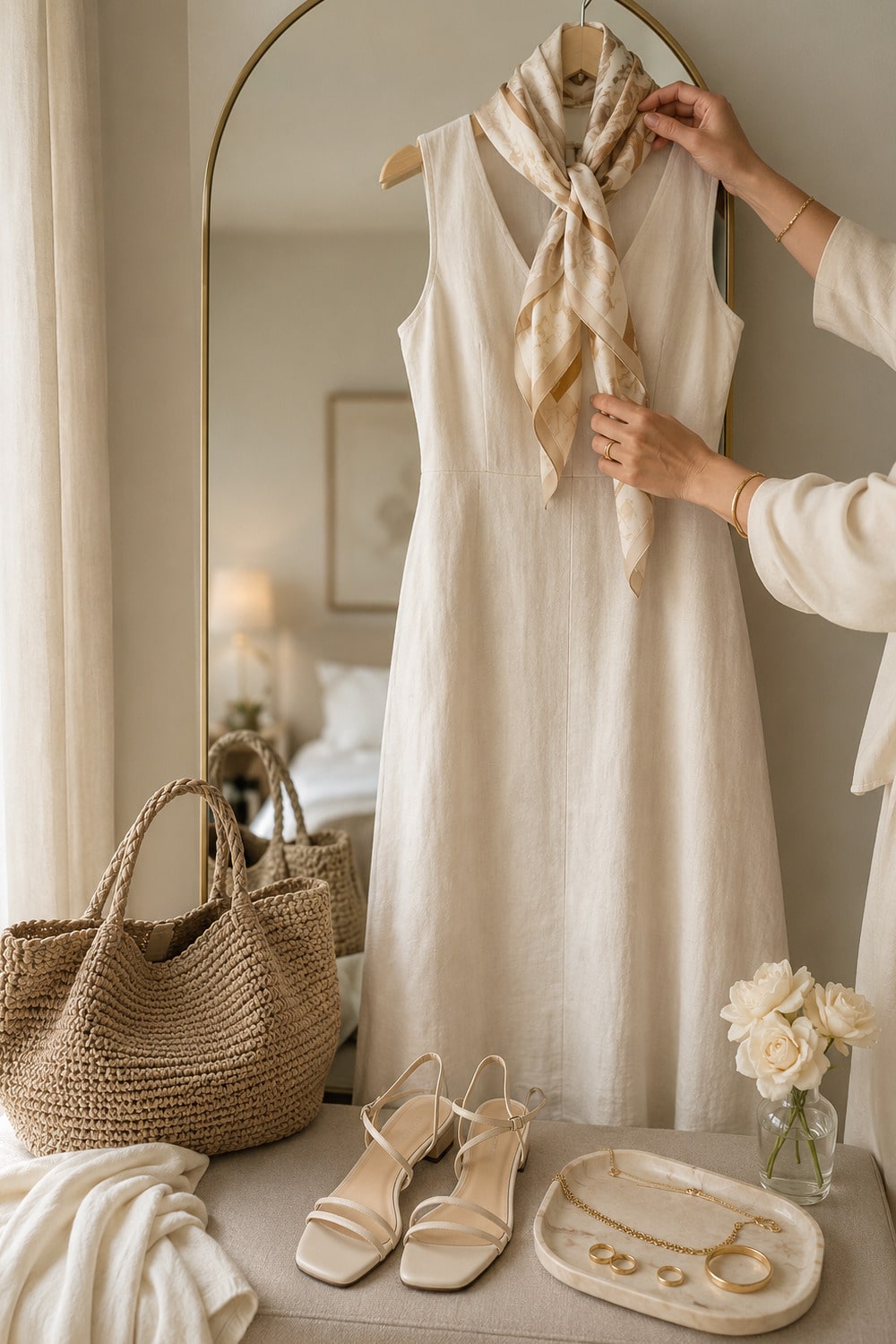Monochrome Summer Outfits with Depth and Ease monochrome summer outfits with an elegant ivory outfit and refined neutral accessories
