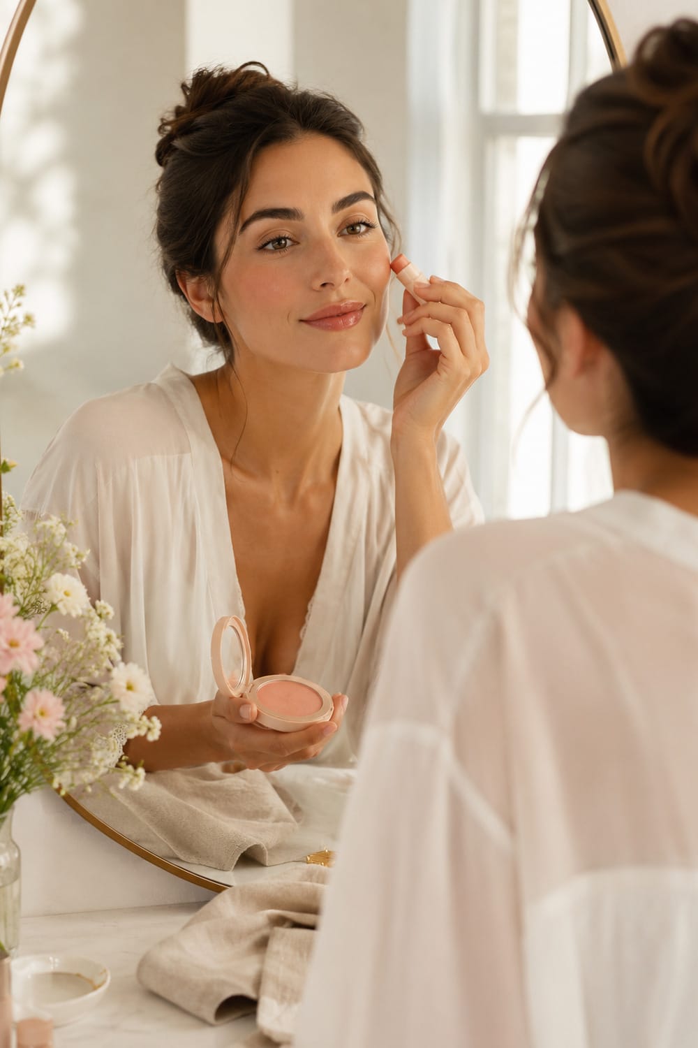 No-Makeup Makeup That Holds Up in the Heat no makeup makeup for heat with light summer skin, soft blush and natural brows