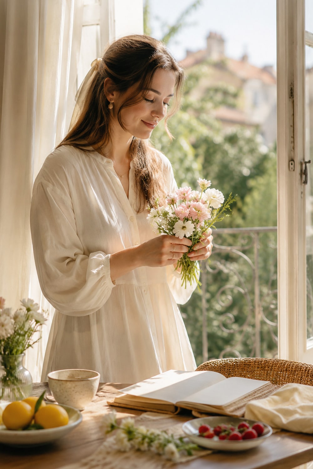 Quiet Joy Habits 7 Small Rituals That Make Daily Life Feel Lighter quiet joy habits for women with a calm woman enjoying small daily rituals in a soft sunlit home corner