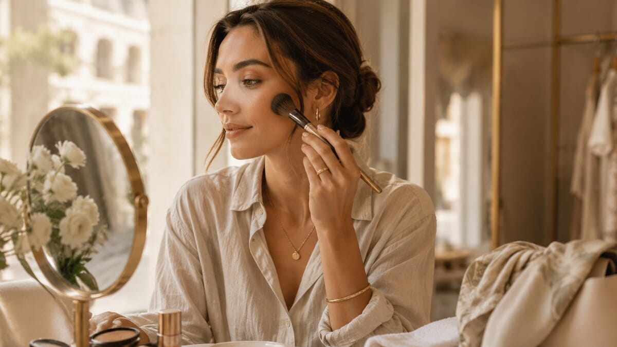 soft bronzer makeup with warm polished skin and elegant summer glow
