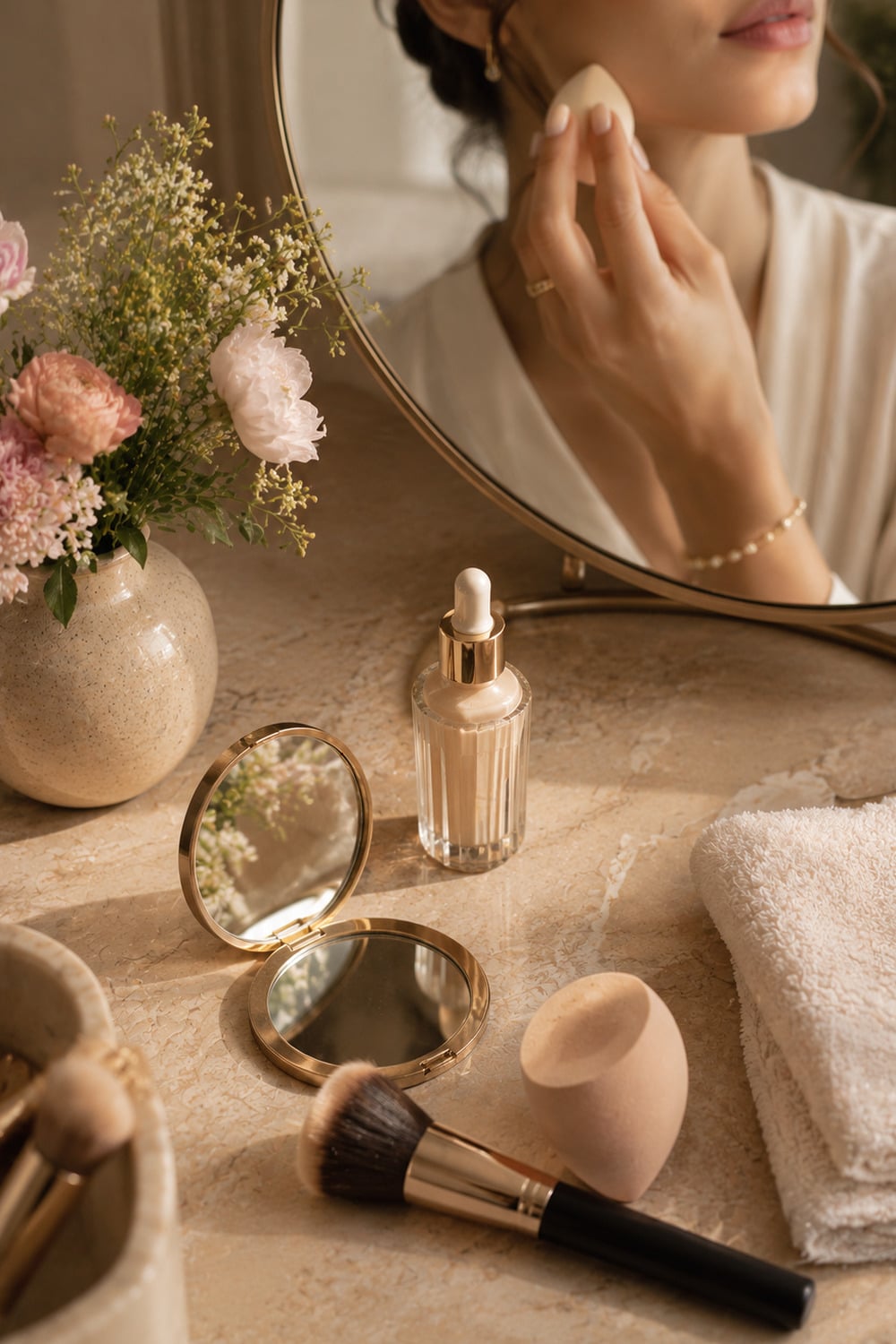 Soft Focus Foundation Without the Heavy Finish soft focus foundation with natural makeup base and elegant vanity styling