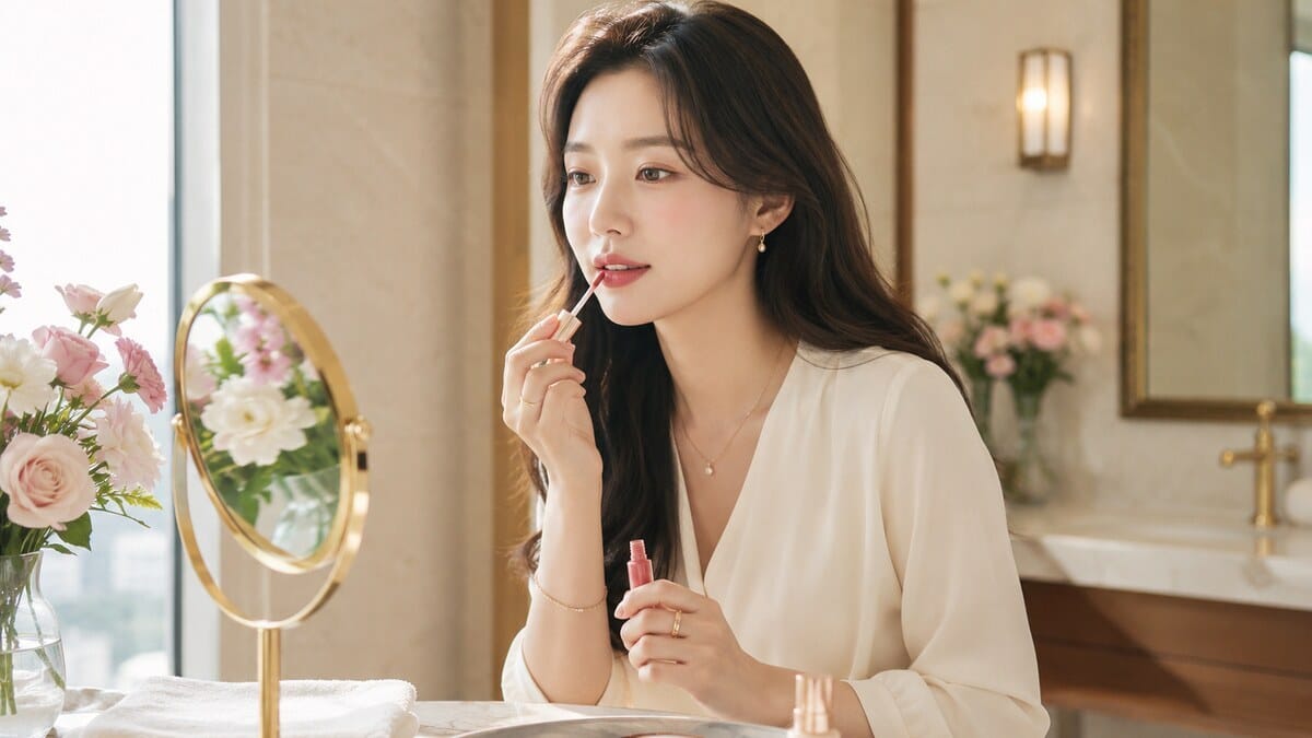 water tint lips with fresh summer makeup and soft sheer color