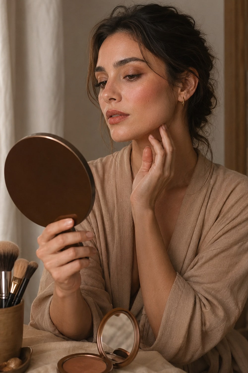 Cinnamon Brown Makeup with Soft Dimension cinnamon brown makeup with diffused eyes warm cheeks and a satin brown lip