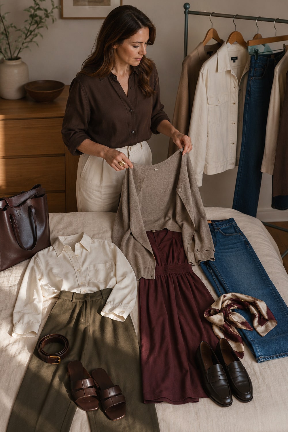 A Summer to Fall Capsule Wardrobe That Works Summer to fall capsule wardrobe with breathable basics removable layers and closed toe shoes