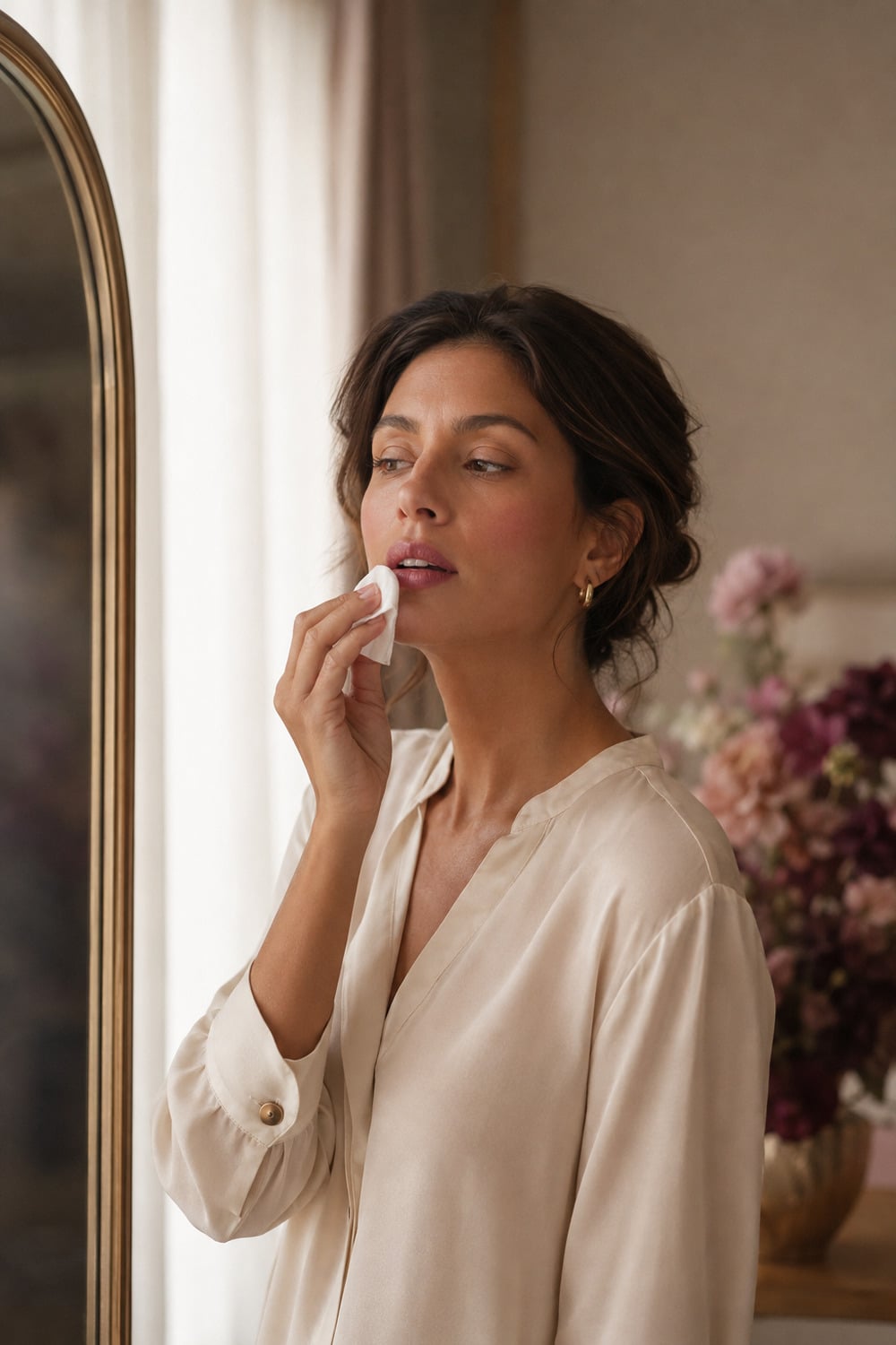 Plum Lip Tint for Late Summer Plum lip tint with a translucent berry centre, softened edges and fresh late summer makeup