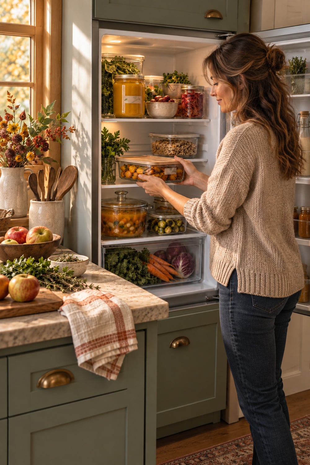Autumn Meal Prep Rituals for Flexible Weeknight Eating autumn meal prep rituals with roasted vegetables grains soup and a clearly arranged refrigerator shelf