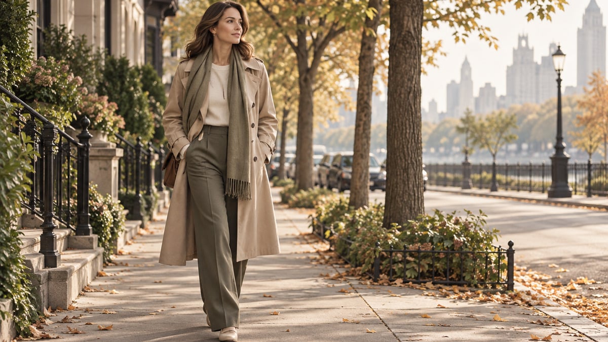 Woman walking on a quiet tree lined street with her phone tucked away during a digital fall reset