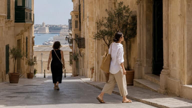 Maltese Women Lifestyle in Valletta Streets and Shared Space