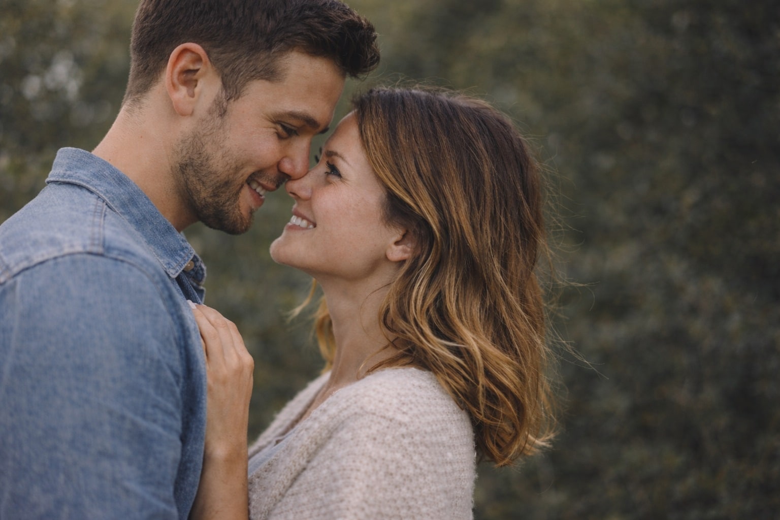 how to know if he loves you happy couple smiling and looking into each others eyes