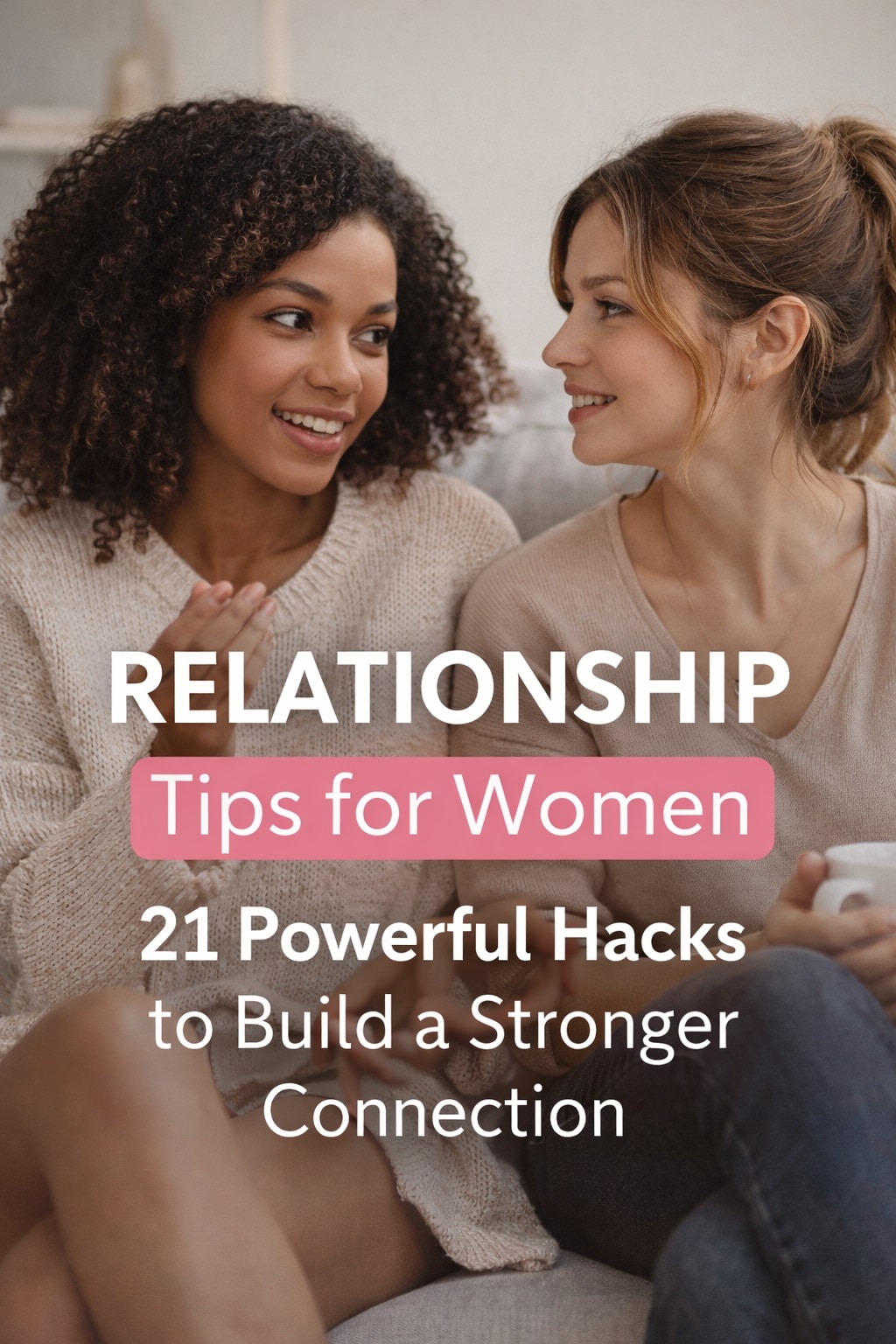relationship tips for women two women talking and smiling on couch friendly conversation